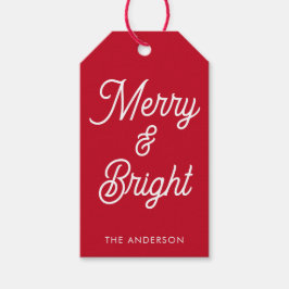 Röd text för Merry och Bright Typography Presentetikett