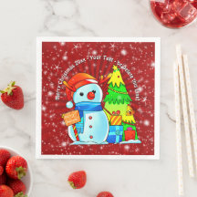 Röd text för Presenterna snögubbe i Julgran