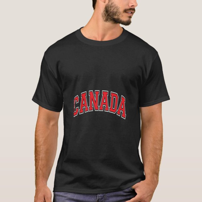 Röd text för Stil i Kanada Varsity T Shirt (Framsida)