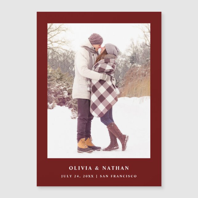 Röd text och foto för mörk | Magnetiskt spara datu (Framsida)