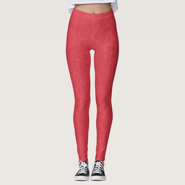 Röd texturerad yta med subtilt virvlande mönster leggings (Framsida)