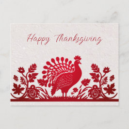 Röd Thanksgiving Turkiet-vykort för Blommigt Vykort