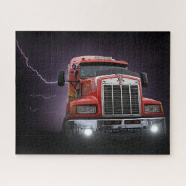 Röd Thunder KW Big Rig 18 Wheeler Pussel