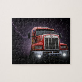 Röd Thunder KW Big Rig 18 Wheeler Pussel