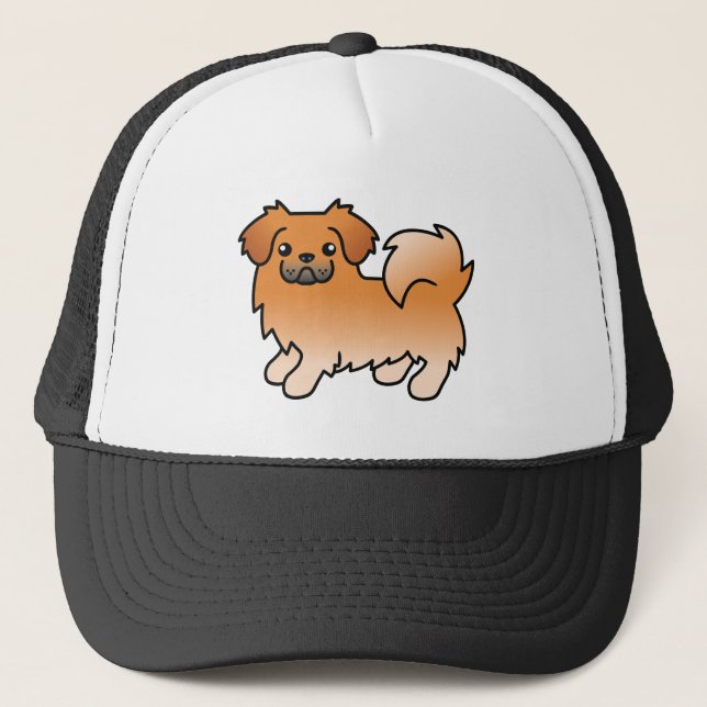 Röd tibetansk spaniel söt tecknad hund keps (Framsida)