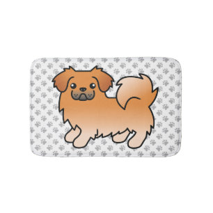Röd tibetansk spaniel söt tecknad hund & tassar badrumsmatta
