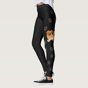 Röd tibetansk spaniel söt tecknad hund & tassar leggings
