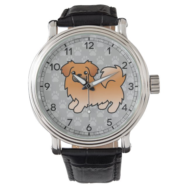 Röd tibetansk spaniel tecknad hund armbandsur (Framsida)