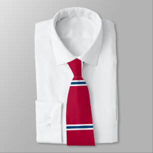 Röd Tie med blått- och vithorisontalrandar Slips