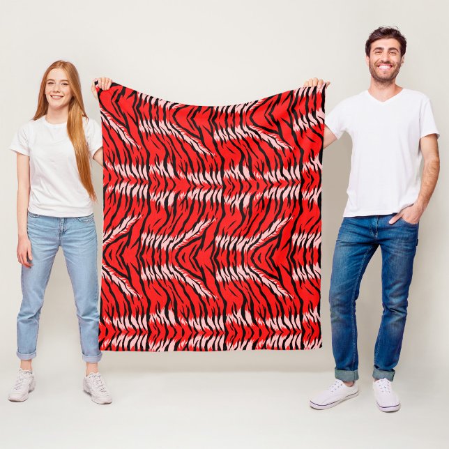 Röd Tiger Djurhudsmönsterdesign  Fleecefilt (Skapare uppladdad)