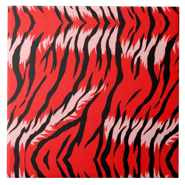 Röd Tiger Djurhudsmönsterdesign  Kakelplatta (Framsidan)