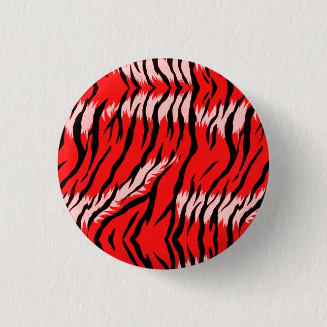 Röd Tiger Djurhudsmönsterdesign  Knapp (Framsida)