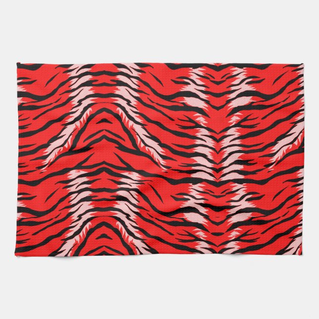Röd Tiger Djurhudsmönsterdesign  Kökshandduk (Horisontell)