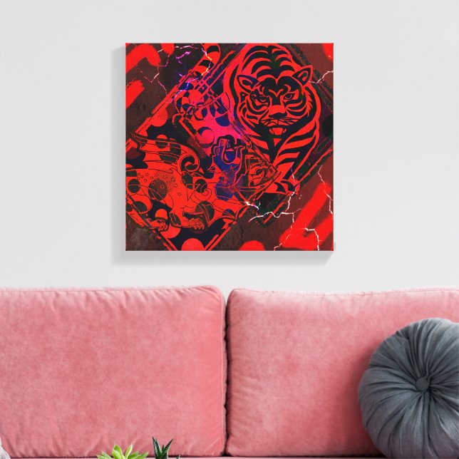 Röd Tiger Drak Canvastryck (Insitu (Vardagsrum))