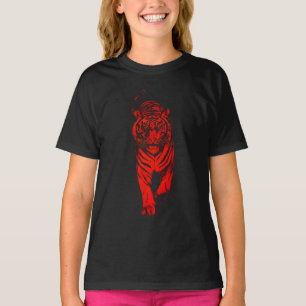Röd Tiger Illustration – Djärv Grafisk Djurkonst T Shirt