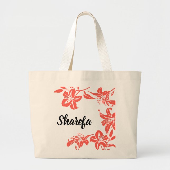 Röd Tiger Lilly Tote Bag Jumbo Tygkasse (Framsidan)