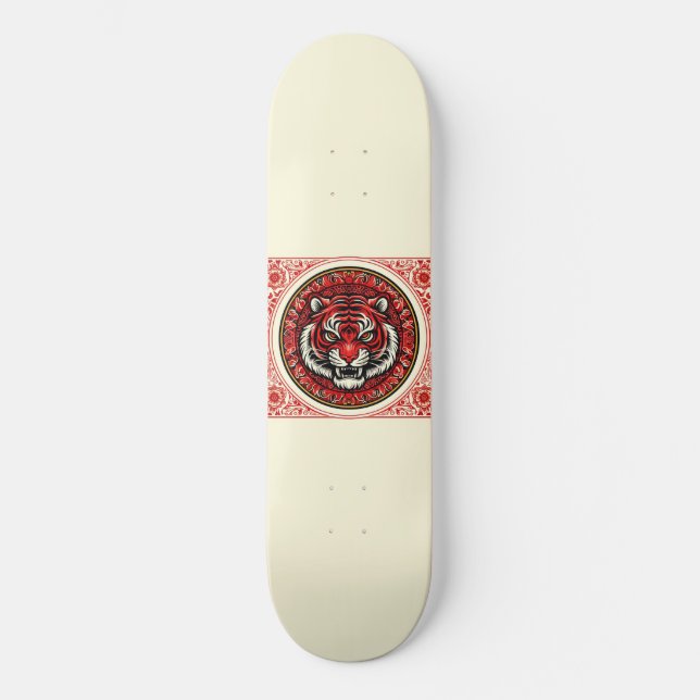 Röd tigerruta, Blommigt Mini Skateboard Bräda 18,5 Cm (Framsida)