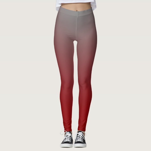 Röd till Grå Gradient Modern Leggings (Framsida)