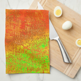 Röd till kalk med grovar och avhudad nedfläckad fä kökshandduk