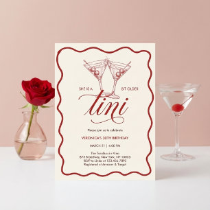 Röd Tini Lite Äldre Vuxen Födelsedagsfest Inbjudningar