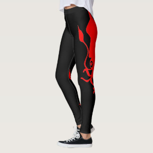 Röd tioarmad bläckfisk leggings