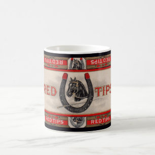 Röd tippsetikett för cigarrer kaffemugg