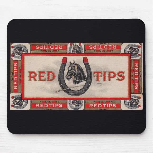 Röd tippsetikett för cigarrer musmatta (Framsidan)