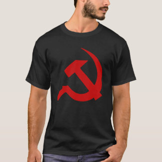 Röd tjock mörk - bulta & skäran på den svart t-shirt