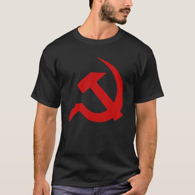 Röd tjock mörk - bulta & skäran på den svart t-shirt (Framsida)