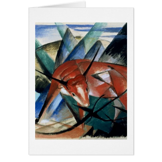 Röd tjur (gouachen på papper) hälsningskort (Framsidan)