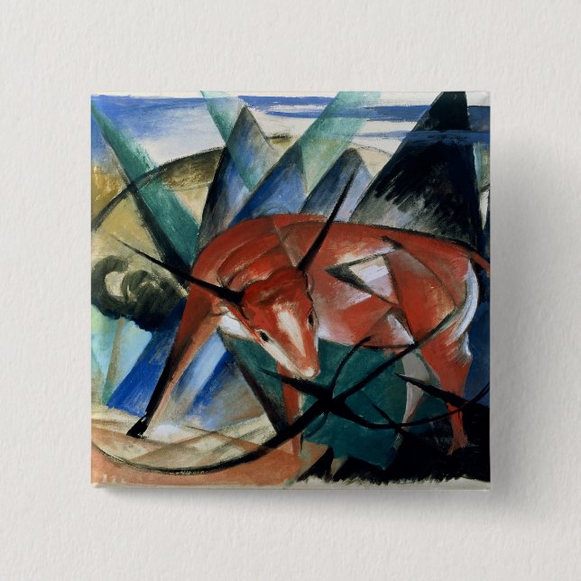 Röd tjur (gouachen på papper) knapp (Framsida)