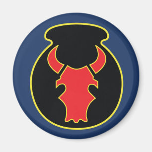 Röd tjurCSIB-look emblem, w-/Armyblåttmagnet Magnet