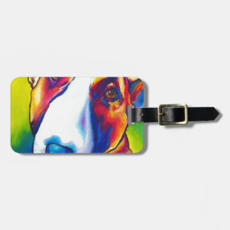 röd tjurterrier och vit 2 bagagebricka