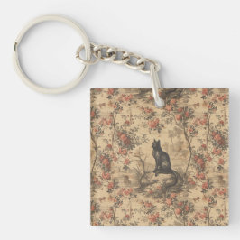 Röd Toile Chinoiserie Katt Damast