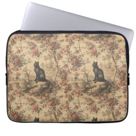 Röd Toile Chinoiserie Katt Damast Laptop Fodral