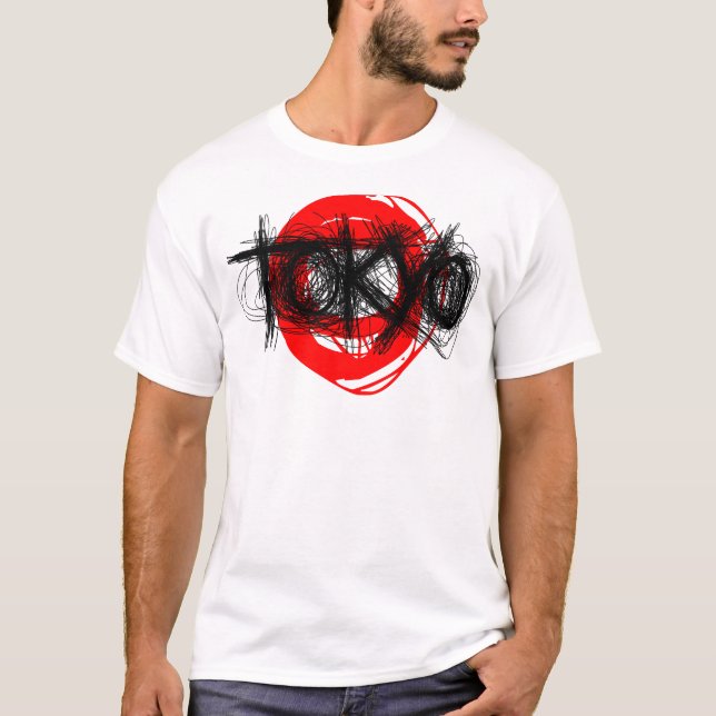 Röd Tokyo skrapaT-tröja T-shirt (Framsida)