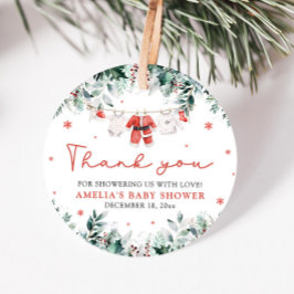 Röd tomte Baby Julkläder Linje Baby Shower Gåvor Etiketter