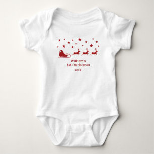 Röd tomte släde Min första jul & anpassat namn T Shirt