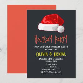 Röd tomteluva jul semester svart julkort