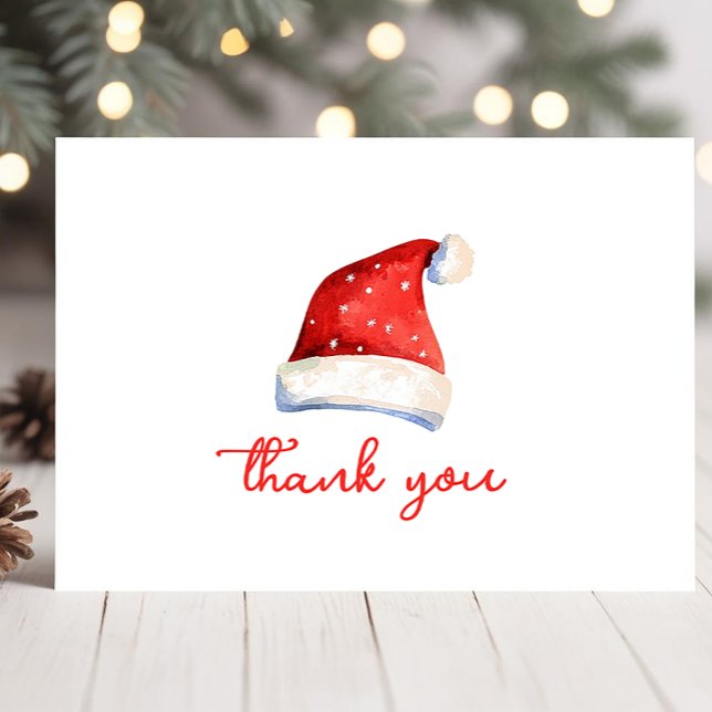 Röd tomteluva jul tack kort (Simple Whimsical Santa Hat Thank You Card)