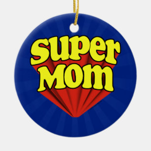 Röd toppen mamma/gult-/blåttSuperheromors dag Julgransprydnad Keramik