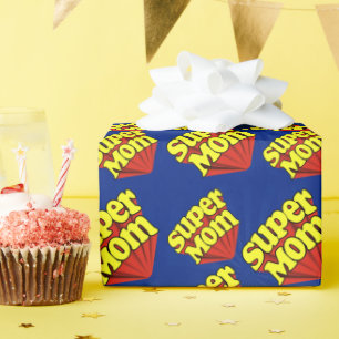 Röd toppen mamma/gult-/blåttSuperheromors dag Presentpapper