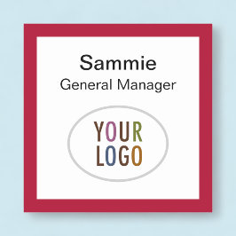 Röd Torget Nametag Company Logo Pin eller Magnetis Namnbricka