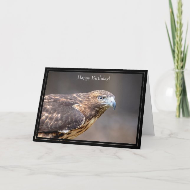 Röd-tråd-Hawk med Grattis på födelsedagen-kort Kort (Framsida)