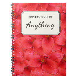 Röd trädgårds- liljapersonlig för botaniskt foto anteckningsbok