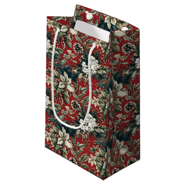 Röd traditionell jul blomster och kottar  (Framsidan Vinklad)