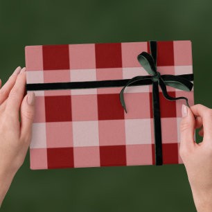 Röd traditionell jul - Rutig rand Presentpapper