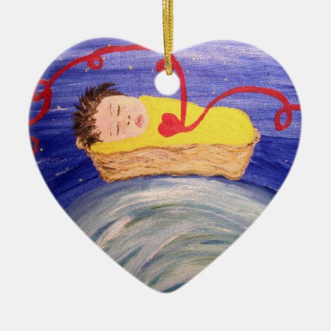 Röd trådprydnad för adoption julgransprydnad keramik (Framsidan)