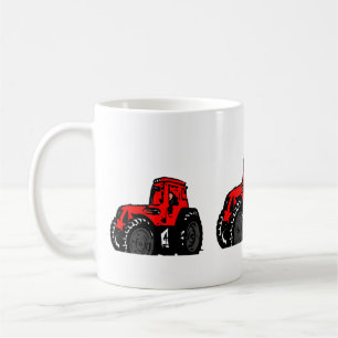 Röd traktor kaffemugg