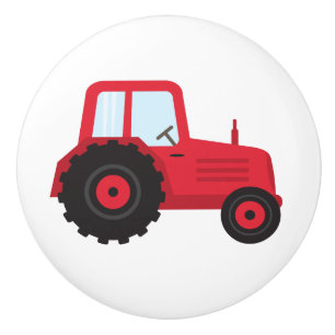 Röd traktor knopp